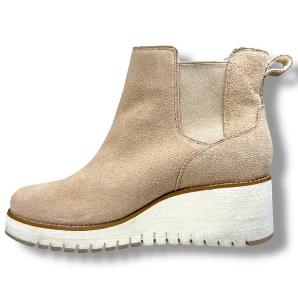 Cole Haan ZeroGrand Suede City Wedge Boots Beige Size 8 Casual Minimalist - Picture 3 of 13
